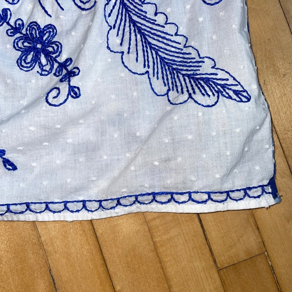 MEADOW RUE Anthropologie Embroidered Cami Tank Cotton Boho Mediterranean Coastal - Picture 4 of 12